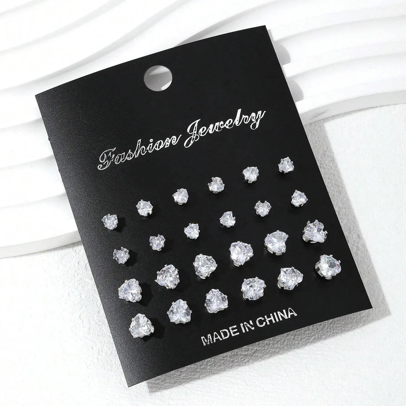 12-Pair Zirconia Stud Earring Set