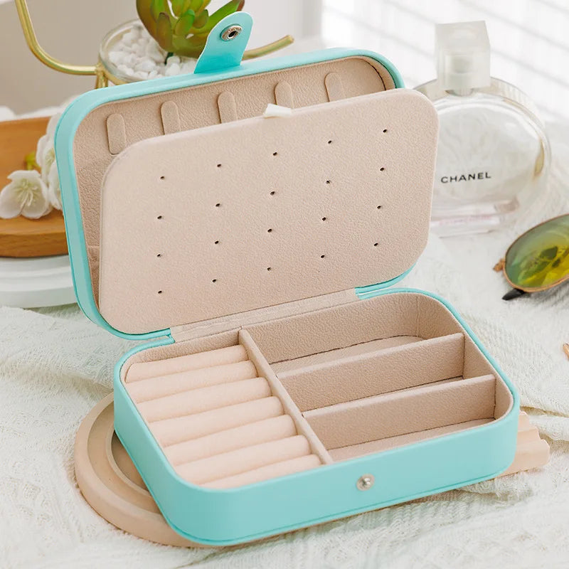 Portable Leather Travel Jewelry Organizer Box for Women