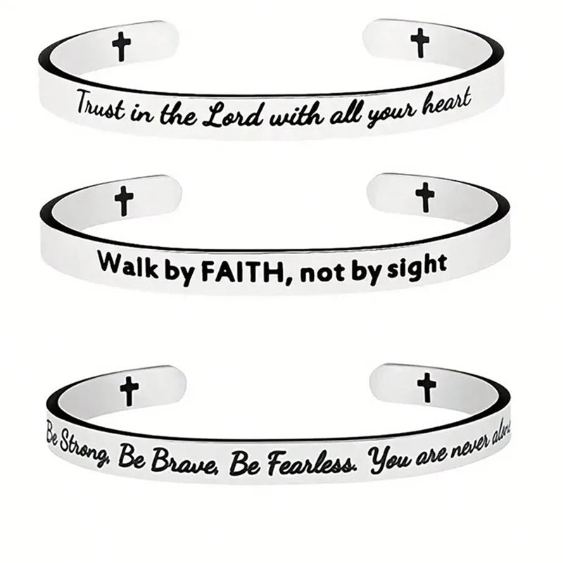Stainless Steel Jesus Christian Bible Verse Cuff Bracelet