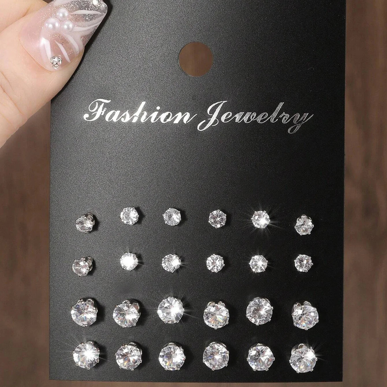 12-Pair Zirconia Stud Earring Set