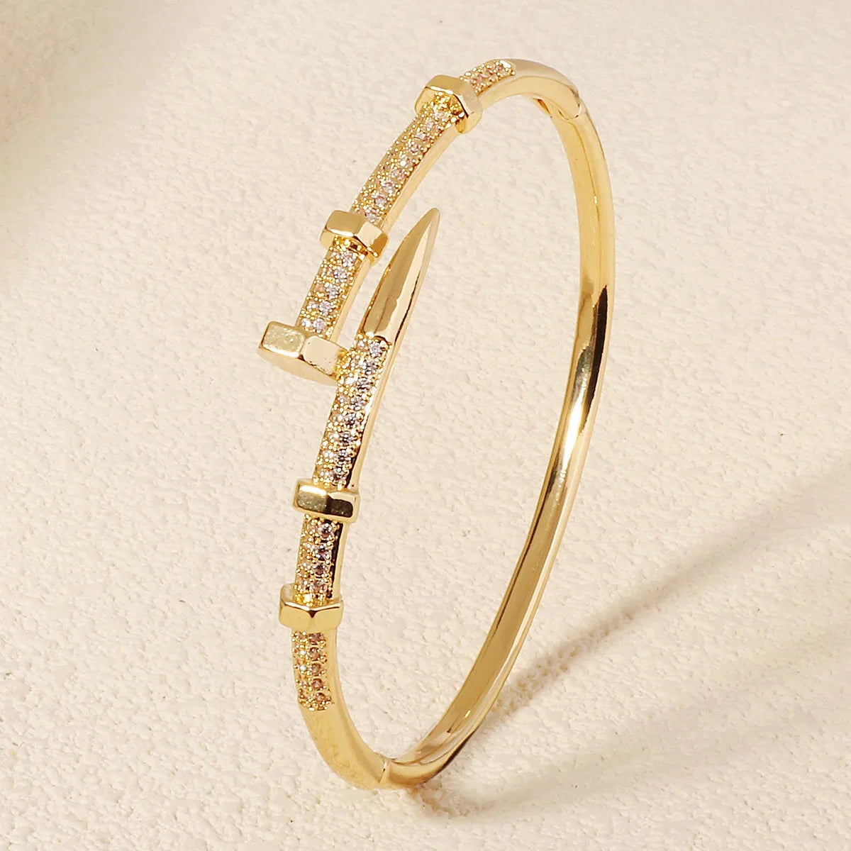Trendy Zircon Nail Screw Bracelet for Women