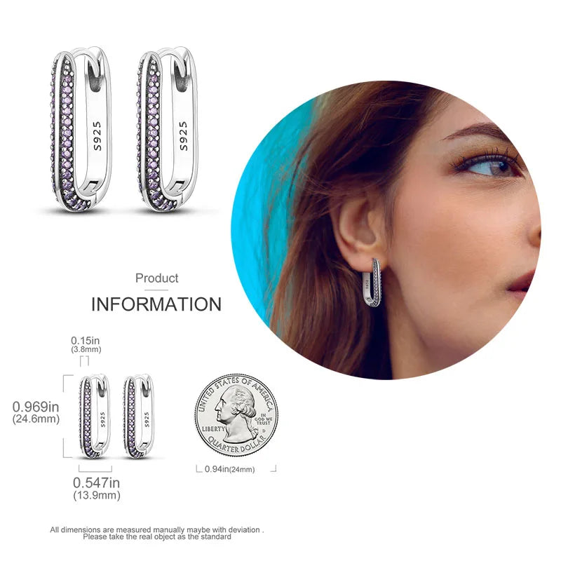 925 Silver Heart & Star Zircon Hoop Earrings