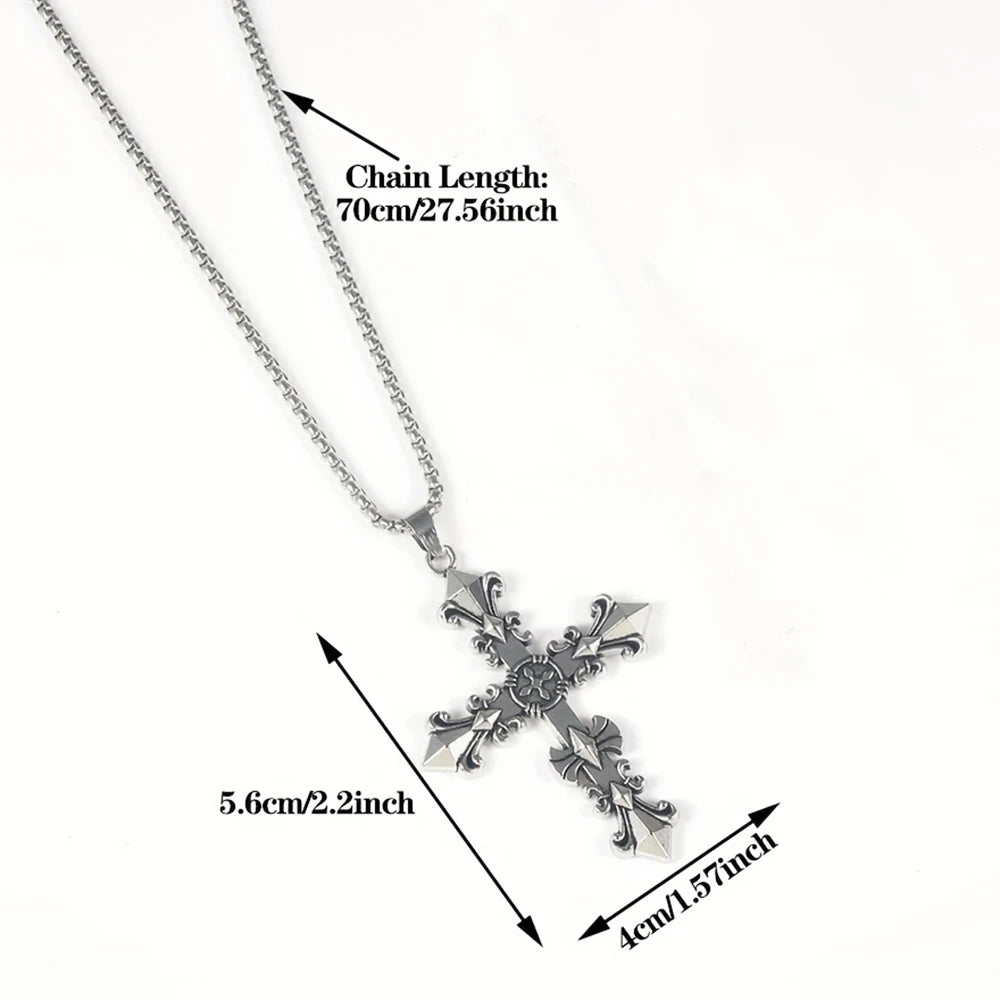 Trendy Hip-Hop Titanium Steel Cross Necklace