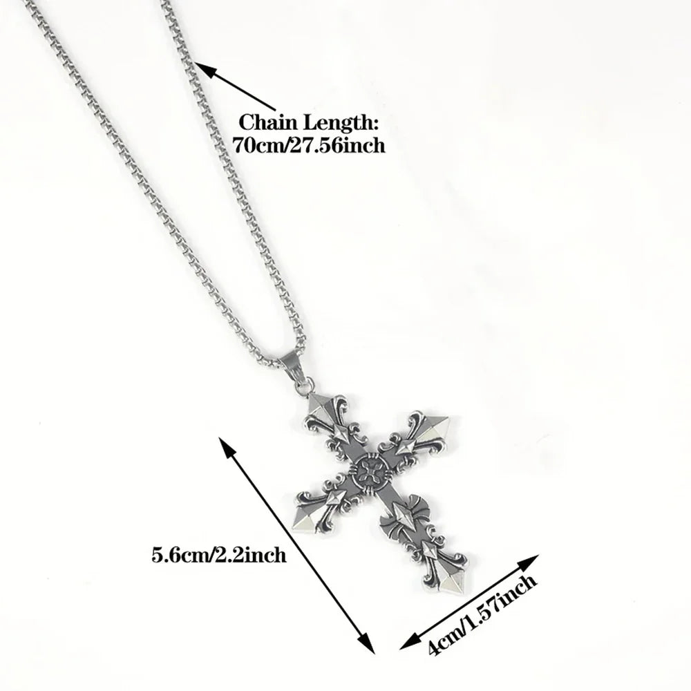Trendy Hip-Hop Titanium Steel Cross Necklace - Blessings is Here