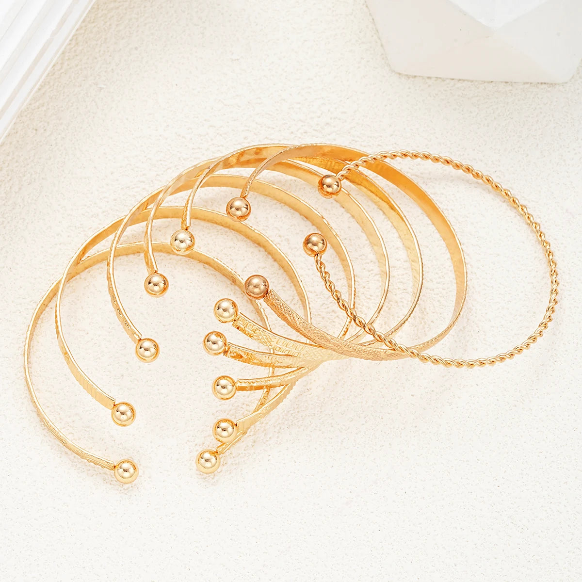 7-Piece Punk Gold Bracelet Set for Women
