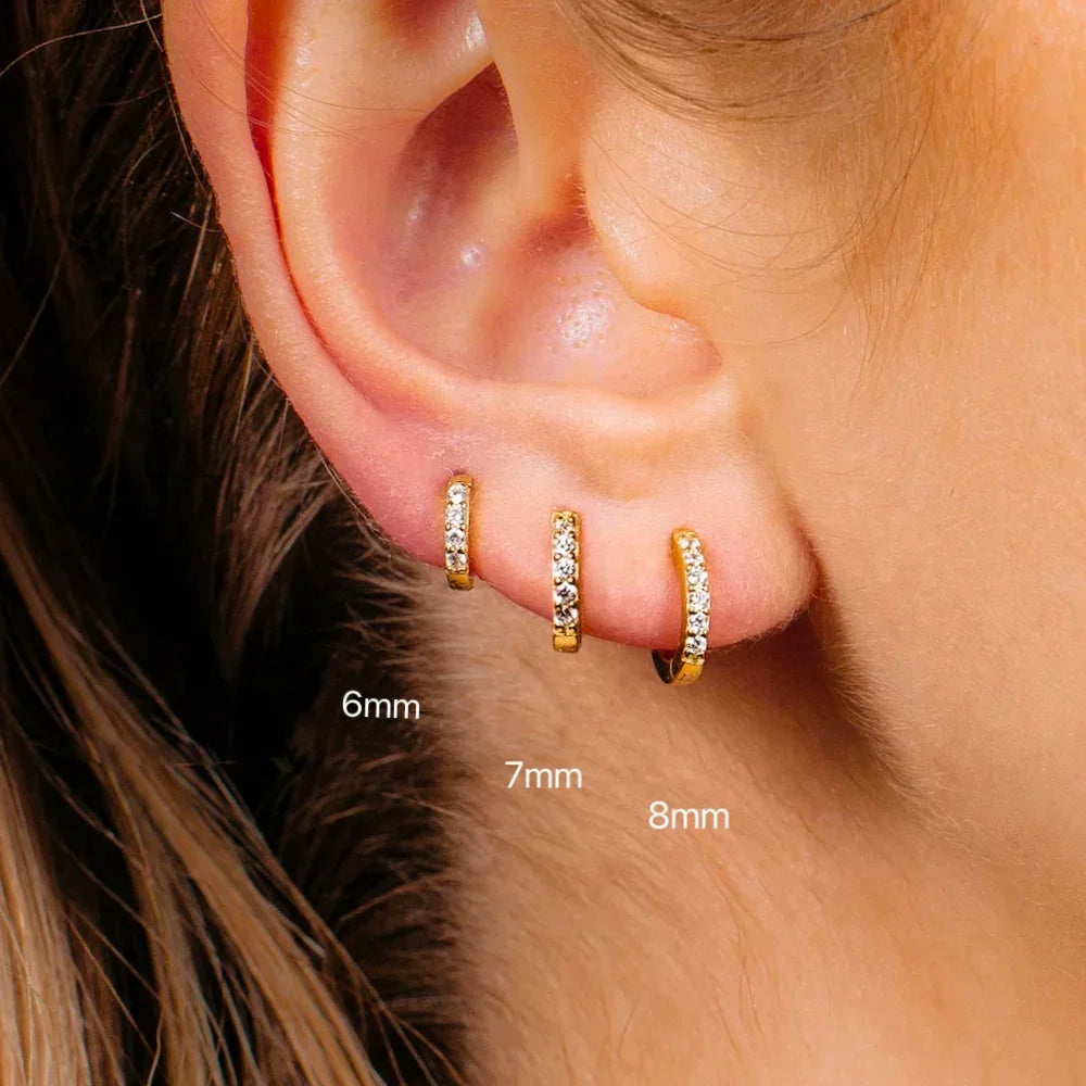 2–6PCS Crystal Zirconia Hoop Earrings