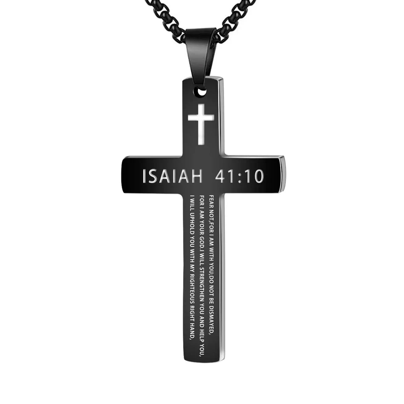 304L Stainless Steel Bible Verse Cross Necklace