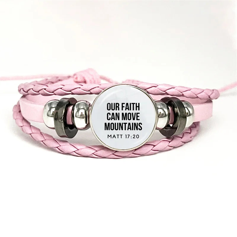 Multilayer Christian Faith Bible Verse Leather Bracelet