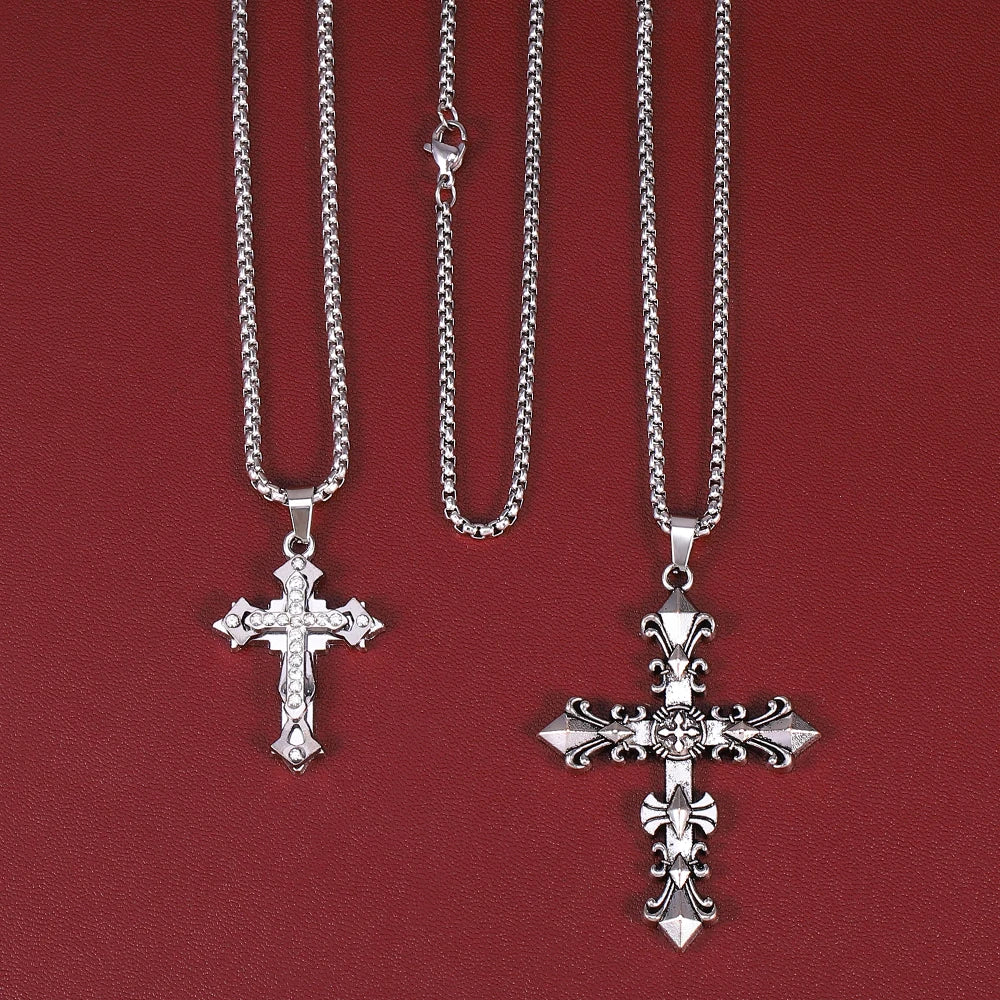 Trendy Hip-Hop Titanium Steel Cross Necklace