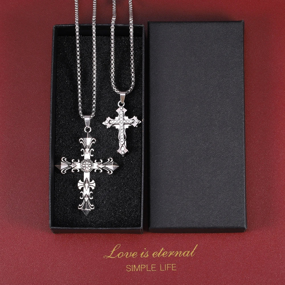 Trendy Hip-Hop Titanium Steel Cross Necklace