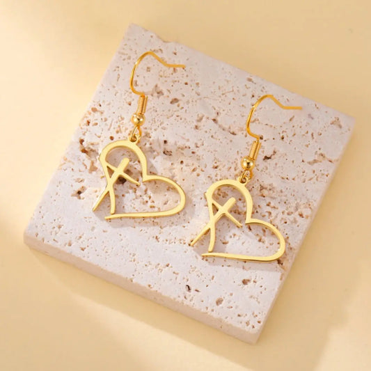 Christian Cross Heart Earrings for Women Love Keyring Stainless Steel Key Bag Car Charms Religious Lucky Jewelry Gifts