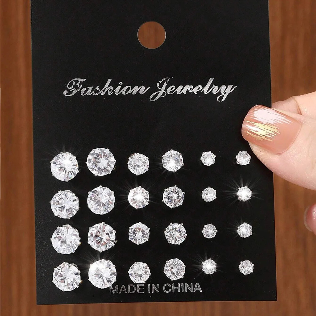 12-Pair Zirconia Stud Earring Set