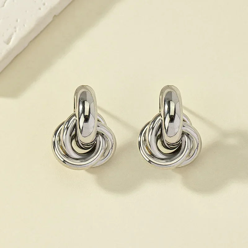 Gold & Silver Knot Hoop Twist Earrings
