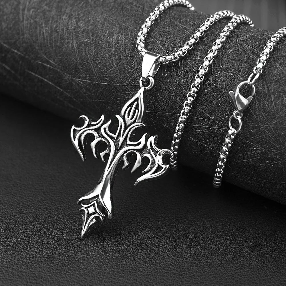 Hip Hop Stainless Steel Cross Pendant Necklace