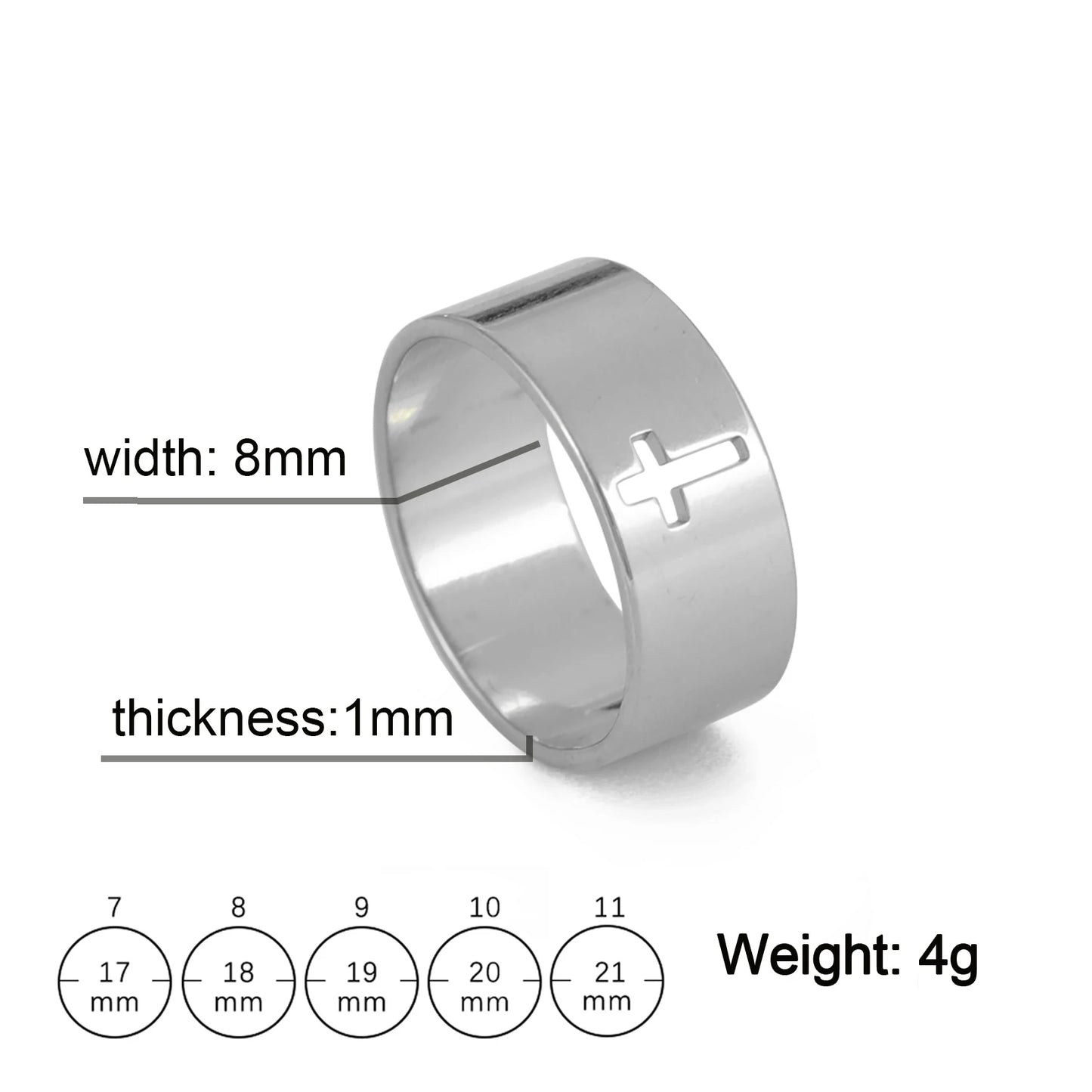 Stainless Steel Unisex Bible Verse Hollow Cross Ring