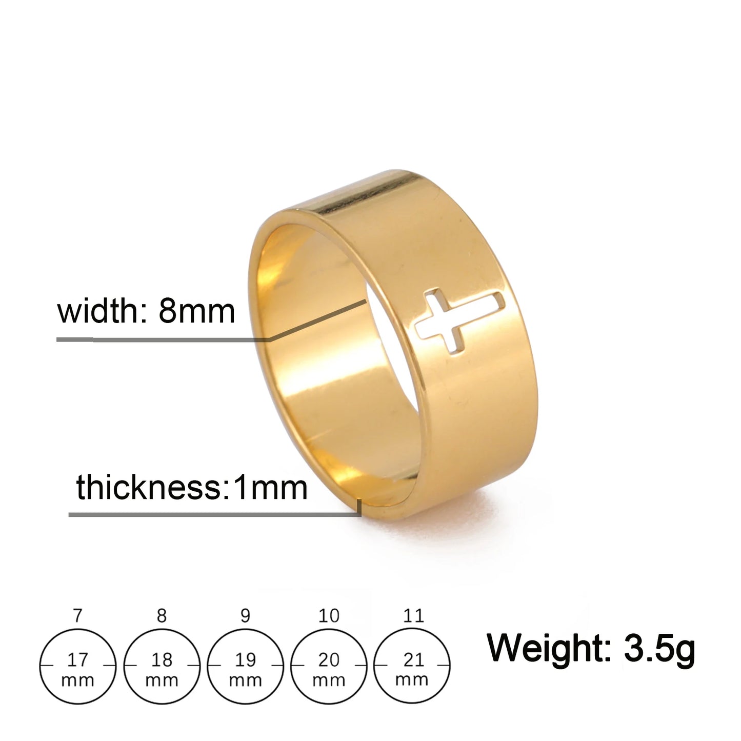 Stainless Steel Unisex Bible Verse Hollow Cross Ring