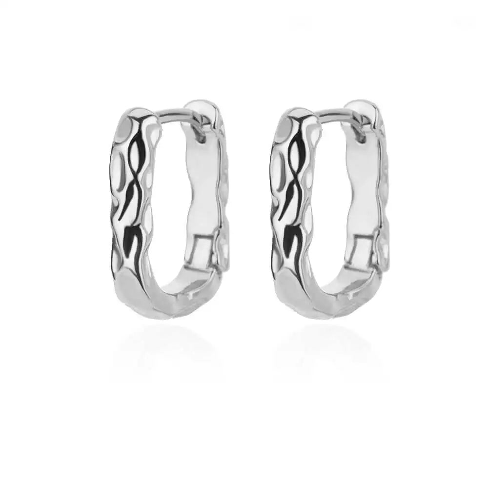 Stainless Steel Gold Heart Zircon Hoop Earrings