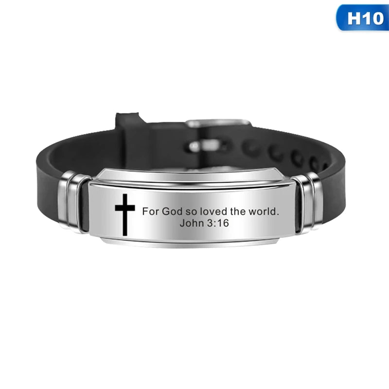 Bible Verse Faith Silicone Cross Bracelet
