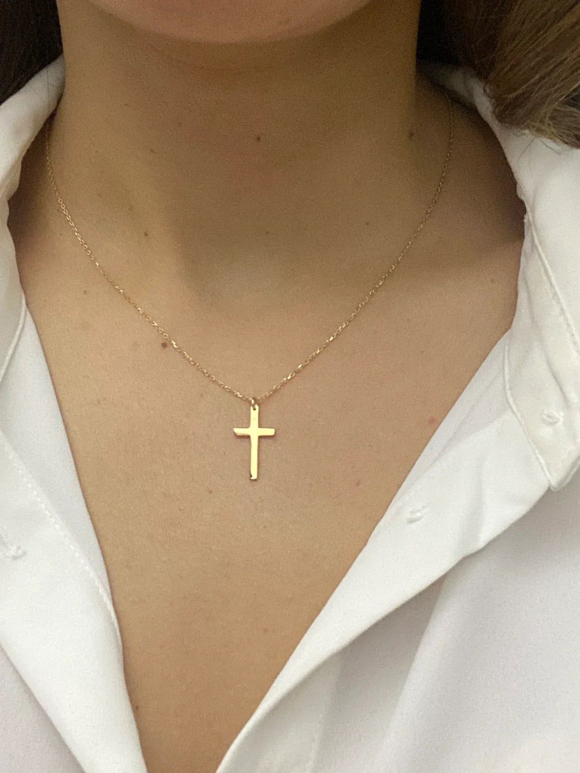 Unisex Faith Gold Silver Stainless Steel Cross Necklace