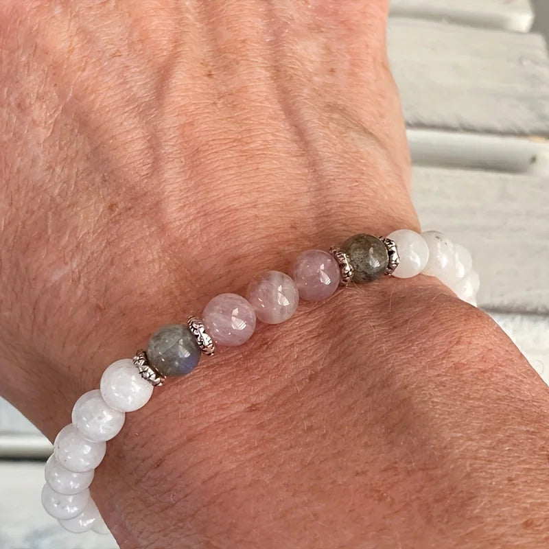 Moonstone Labradorite Rose Quartz Bracelet