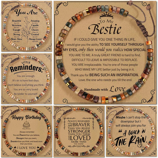 To My Friend Healing Crystal Bracelet – Positive Affirmation Scripture Bracelet, Anxiety Relief, Encouragement Gift, Good Luck Charm for Women, Men & Teens