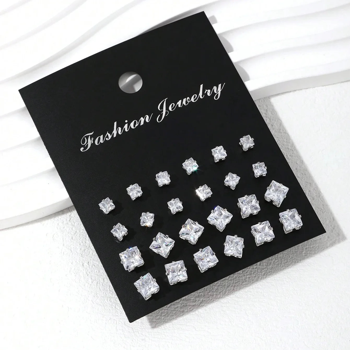 12-Pair Zirconia Stud Earring Set