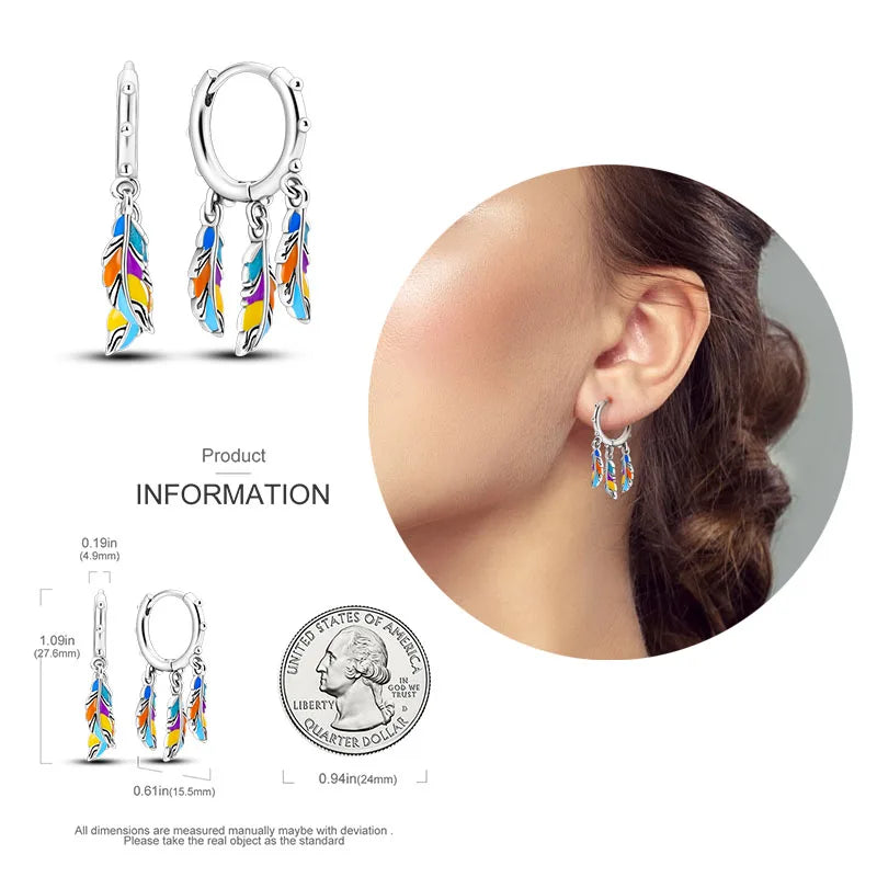 925 Silver Heart & Star Zircon Hoop Earrings