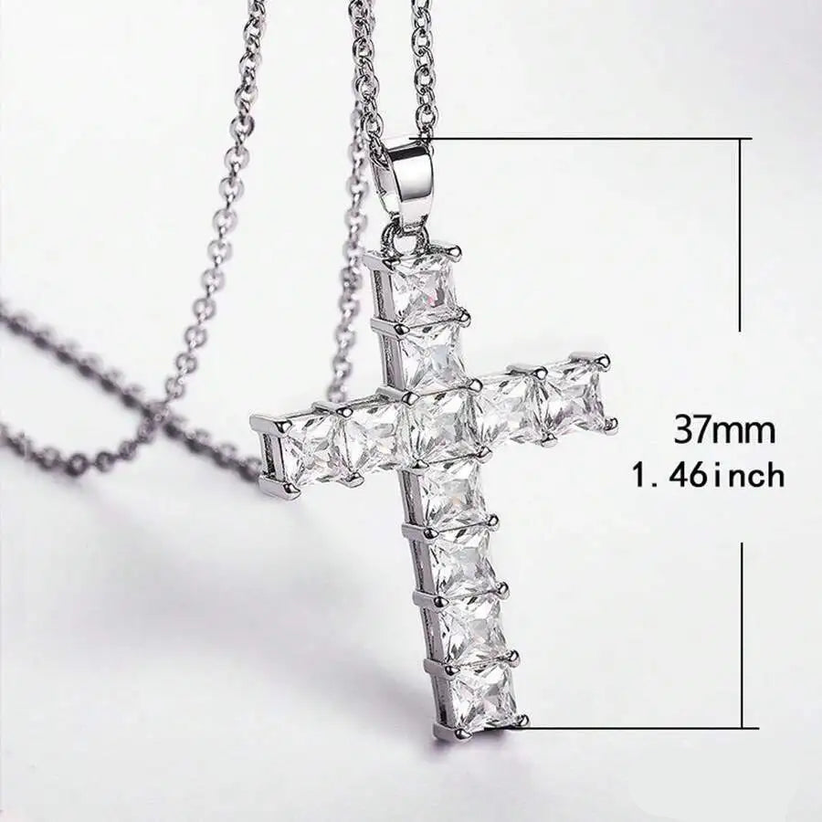 Gold Multi-Color Crystal Cross Necklace