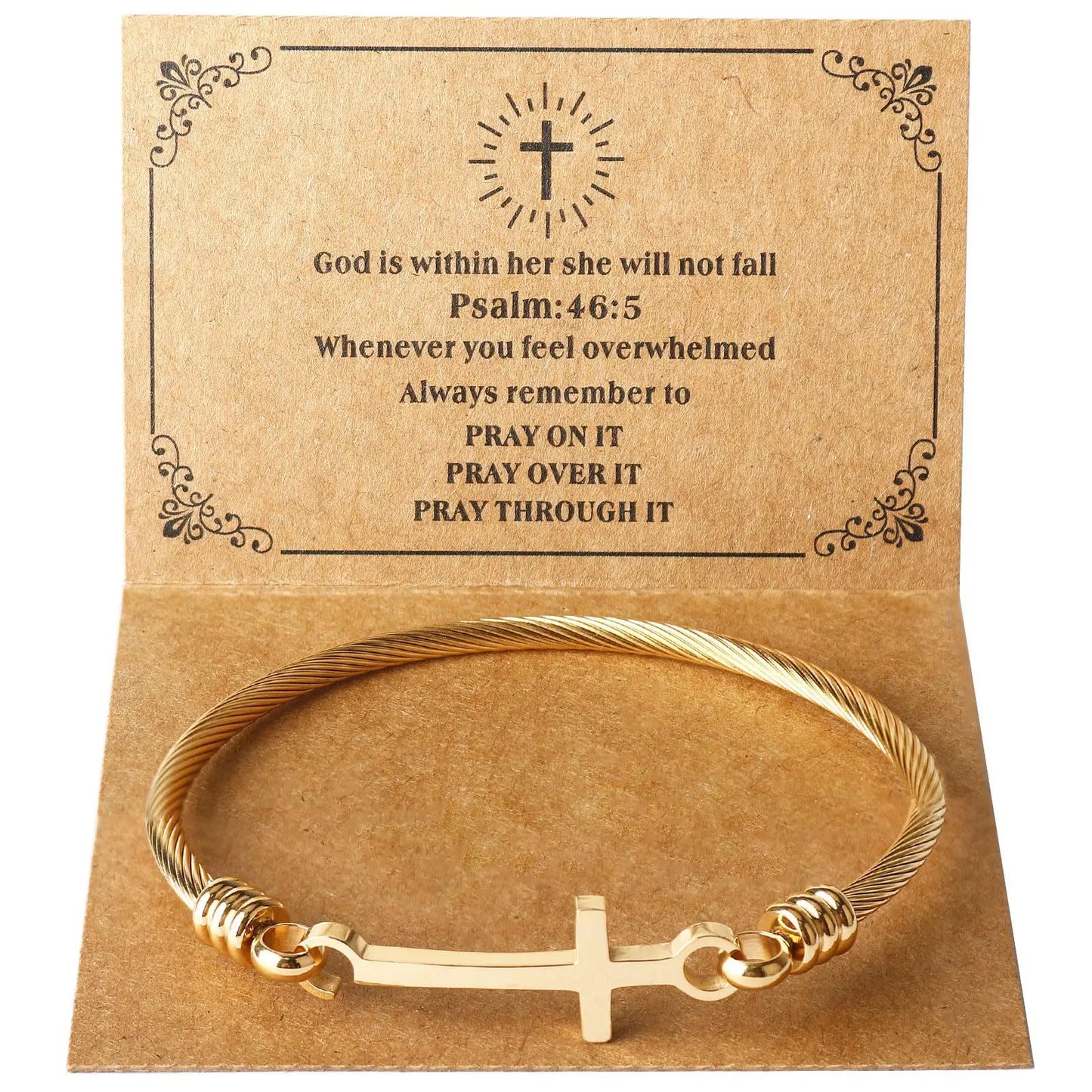 God Is Within Her She Will Not Fall Bracelet | Christian Cross Bracelet | Bible Verse Faith Jewelry | Inspirational Gift for Women