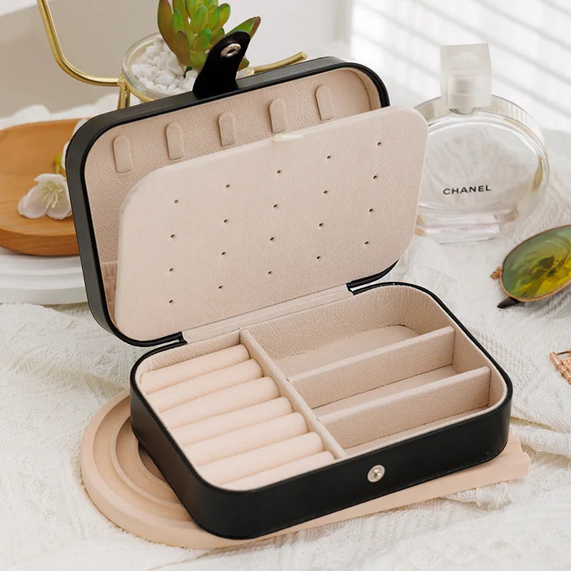 Portable Leather Travel Jewelry Organizer Box for Women