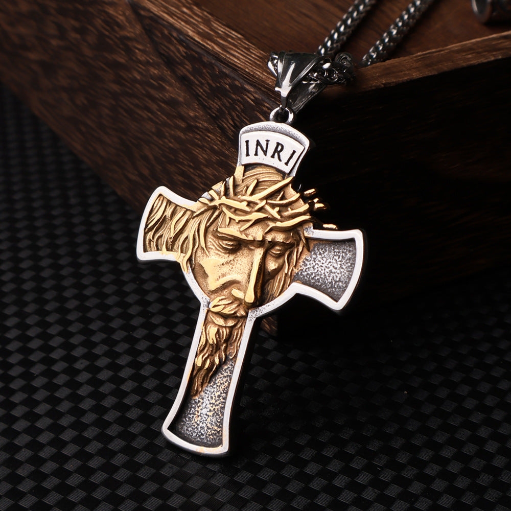 Christian Crown Of Thorns Vintage Cross Necklace Pendant