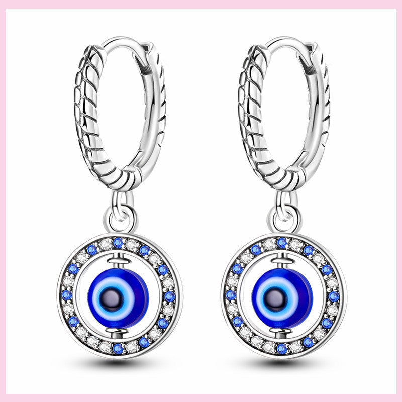 Shining Blue Zircon Owl Earrings 925 Silver Evil Eyes Earrin - Blessings is Here