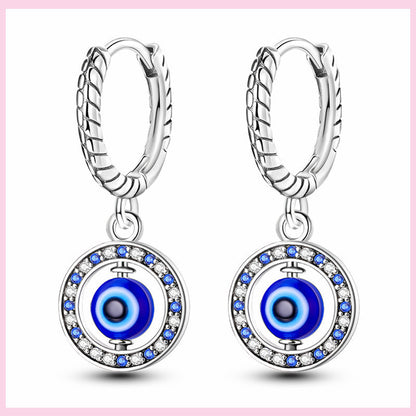 Shining Blue Zircon Owl Earrings 925 Silver Evil Eyes Earrin - Blessings is Here