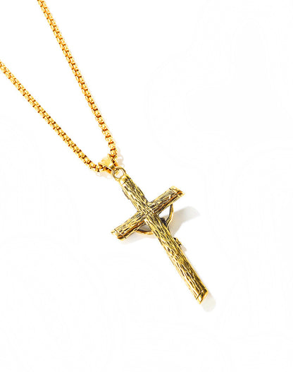 Christian Jesus Cross Pendant Religion Classic Mens Titanium Steel Necklace Factory Direct