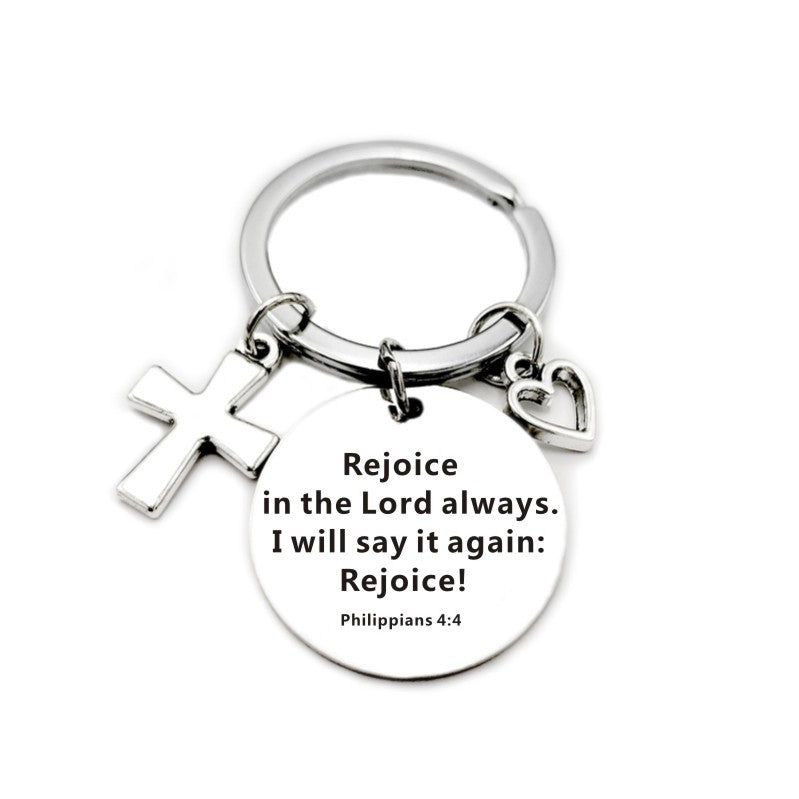 Christian Bible Scripture Pendant Cross Heart Charms Keychain - Blessings is Here