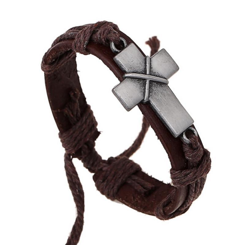 Brown Leather Cross Bracelets - Blessings is Here