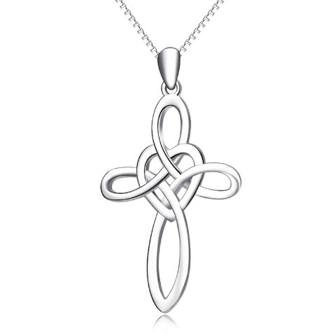 925 Sterling Silver Necklace Religious Necklace Love Heart Fashion Cross Pendants Necklaces Sweet Jewelry For Women GNX13884 - Blessings is Here