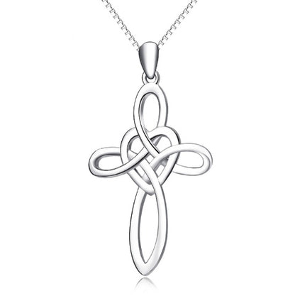 925 Sterling Silver Necklace Religious Necklace Love Heart Fashion Cross Pendants Necklaces Sweet Jewelry For Women GNX13884