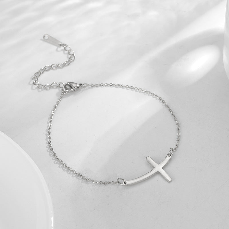 Simple Cross Bend Bracelet - Blessings is Here