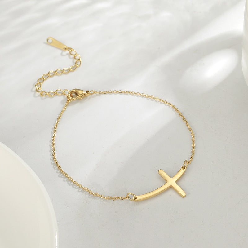 Simple Cross Bend Bracelet - Blessings is Here