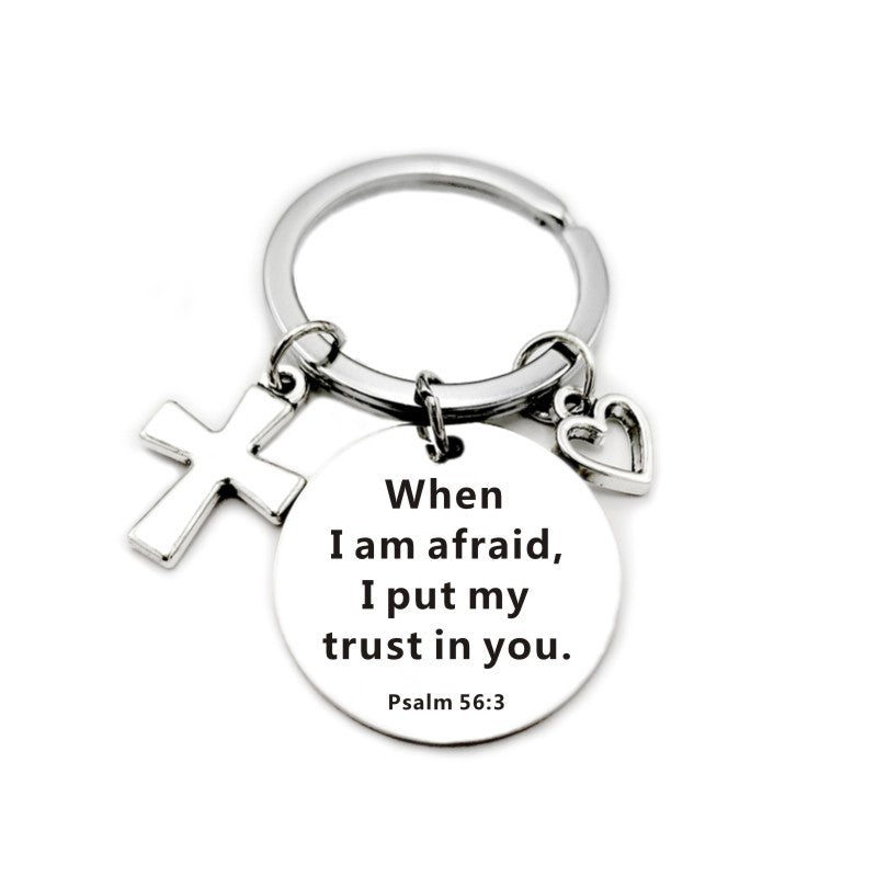 Christian Bible Scripture Pendant Cross Heart Charms Keychain - Blessings is Here