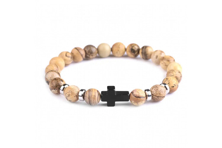 Tigereye Cross Beaded Bracelet - Blessings is Here