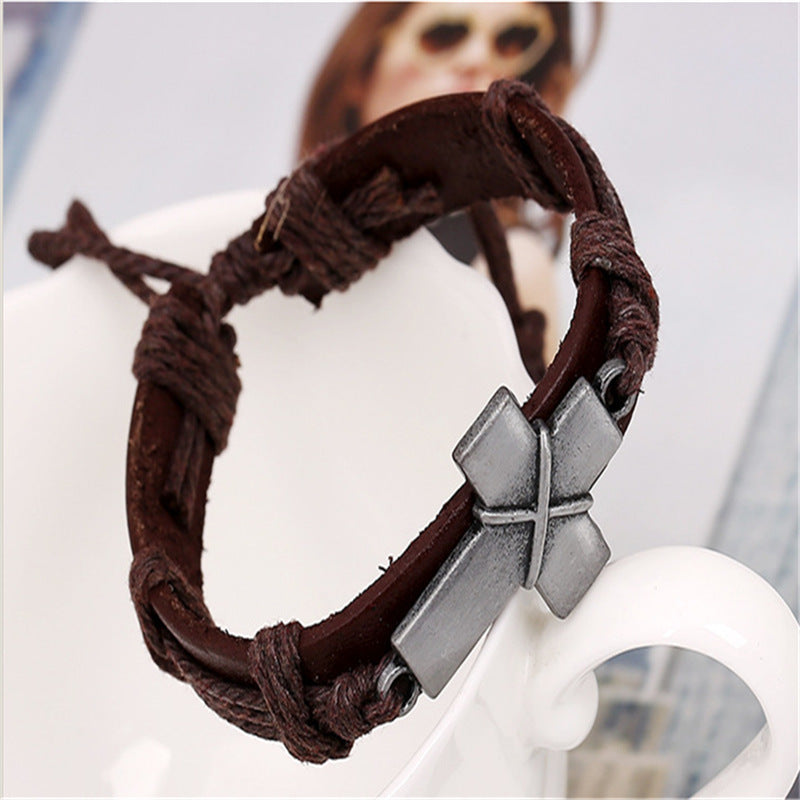 Brown Leather Cross Bracelets - Blessings is Here