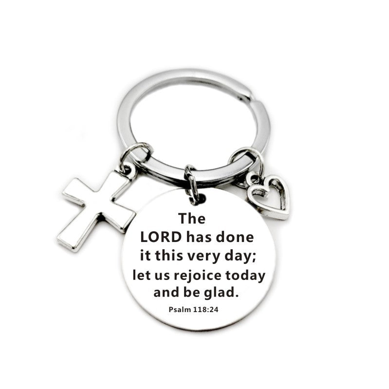 Christian Bible Scripture Pendant Cross Heart Charms Keychain - Blessings is Here