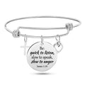 Jesus Christian Bible Scripture Stainless Steel Bangle Bracelet - Blessings is Here