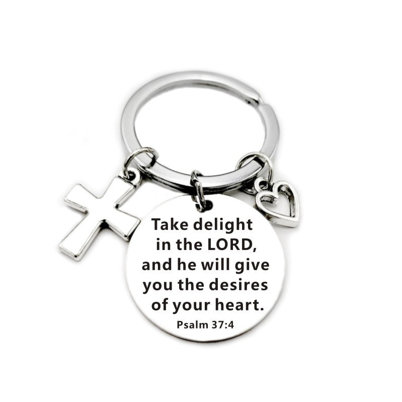 Christian Bible Scripture Pendant Cross Heart Charms Keychain - Blessings is Here