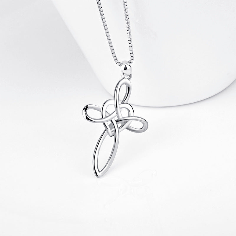 925 Sterling Silver Necklace Religious Necklace Love Heart Fashion Cross Pendants Necklaces Sweet Jewelry For Women GNX13884 - Blessings is Here