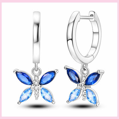 Shining Blue Zircon Owl Earrings 925 Silver Evil Eyes Earrin - Blessings is Here