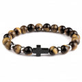 Tigereye Cross Beaded Bracelet - Blessings is Here