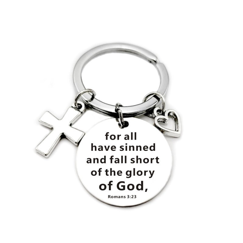 Christian Bible Scripture Pendant Cross Heart Charms Keychain - Blessings is Here